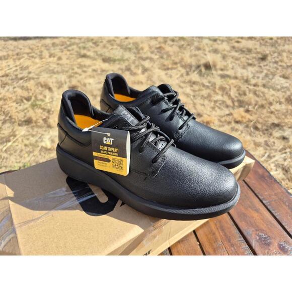 Cat Footwear Women's Prorush Sr+ Oxford Food Service Work Shoes Black Leather 5 - Picture 2 of 9